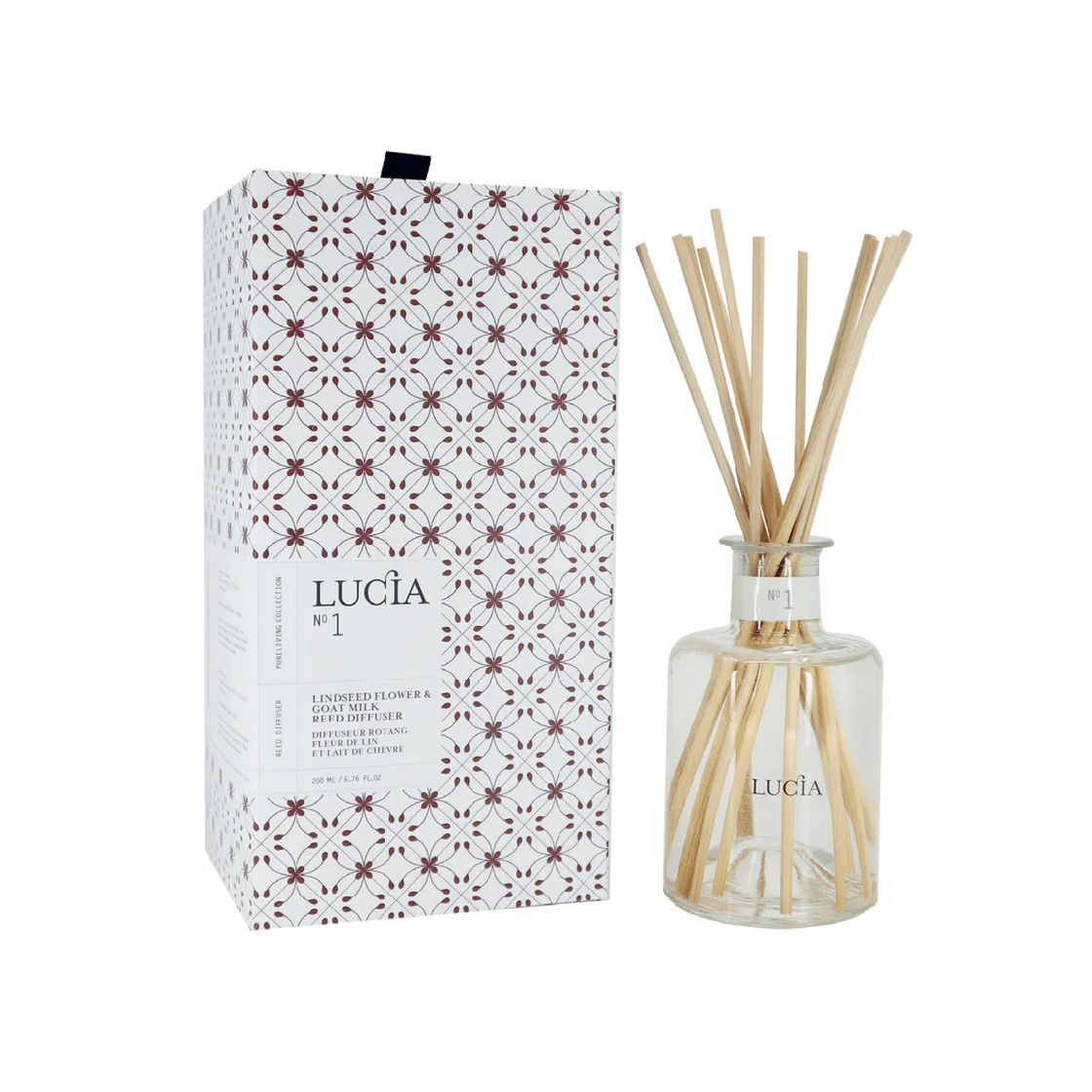 lucia linseed flower and goat milk reed diffuser
