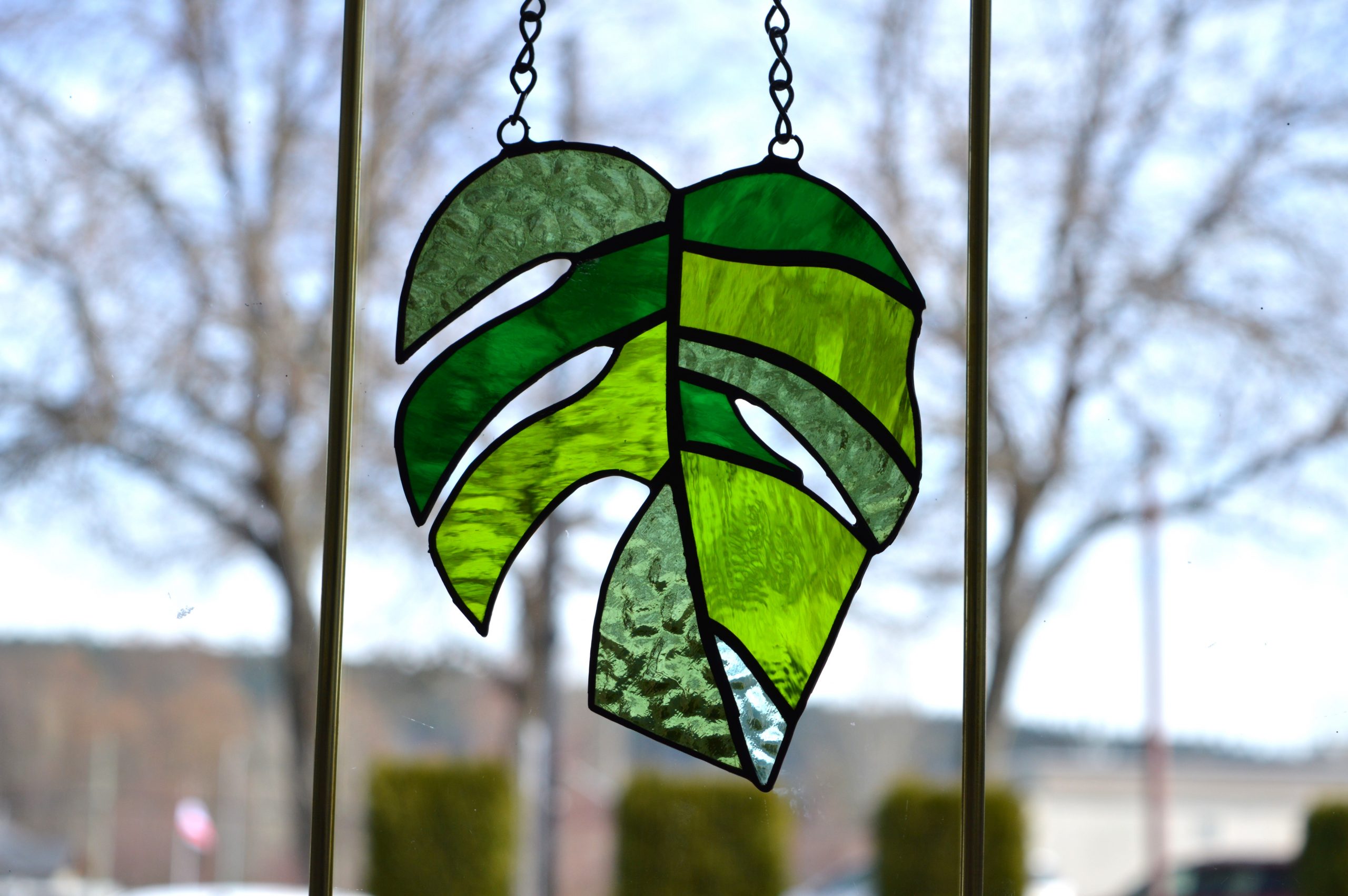 Leaf suncatcher monstera stained glass