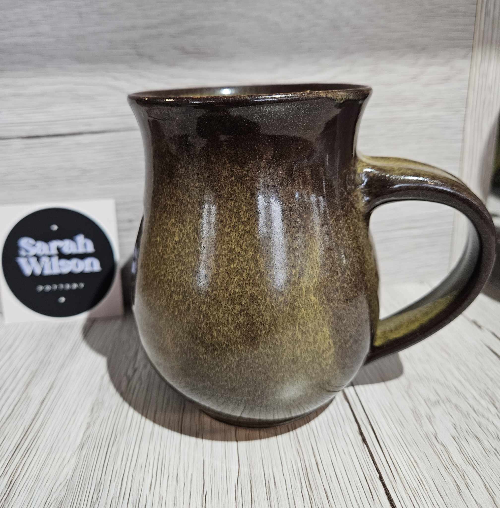 sarah wilson pottery brown mug curvy ladysmith vancouver island